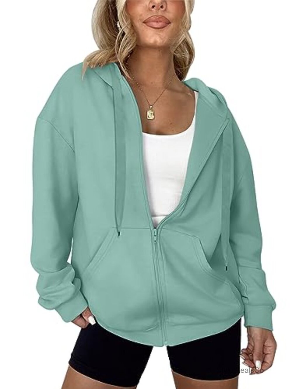 Women's Lightweight Full Zip Hoodie Long Sleeve Drawstring Casual Jacket